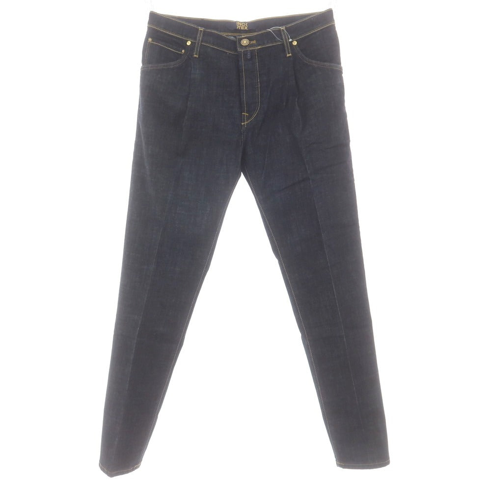 【新品アウトレット】インコテックス ブルーディヴィジョン INCOTEX BLUE DIVISION ワンプリーツ ストレッチ タイトテーパードデニムパンツ ネイビー【 33 】【 状態ランクN- 】【 メンズ 】