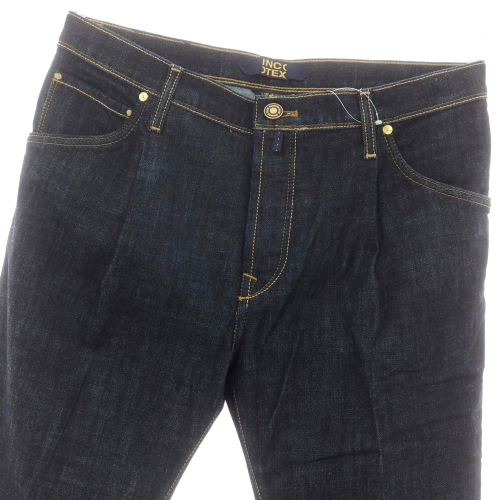 【新品アウトレット】インコテックス ブルーディヴィジョン INCOTEX BLUE DIVISION ワンプリーツ ストレッチ タイトテーパードデニムパンツ ネイビー【 33 】【 状態ランクN- 】【 メンズ 】