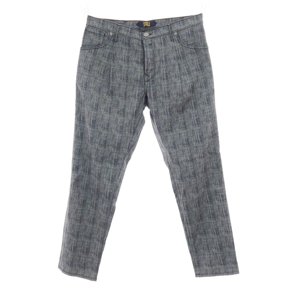 【新品】インコテックス ブルーディヴィジョン INCOTEX BLUE DIVISION ストレッチ コットン グレンチェック 5ポケットパンツ ブラックxホワイト【 34 】【 状態ランクN 】【 メンズ 】
