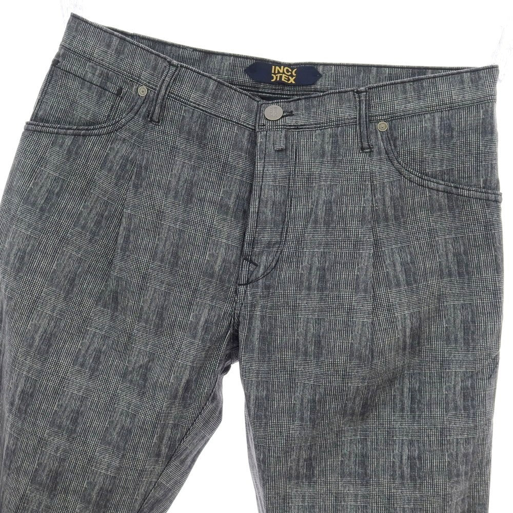 【新品】インコテックス ブルーディヴィジョン INCOTEX BLUE DIVISION ストレッチ コットン グレンチェック 5ポケットパンツ ブラックxホワイト【 34 】【 状態ランクN 】【 メンズ 】