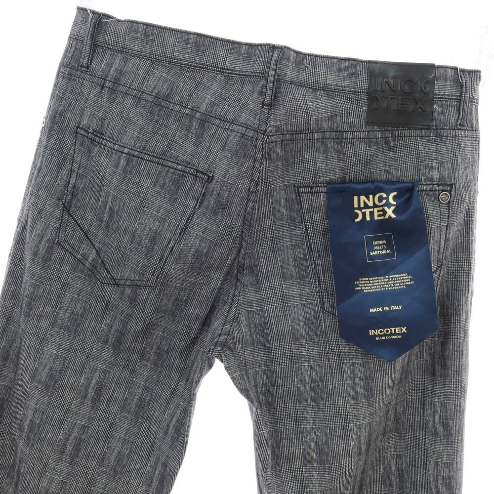 【新品】インコテックス ブルーディヴィジョン INCOTEX BLUE DIVISION ストレッチ コットン グレンチェック 5ポケットパンツ ブラックxホワイト【 34 】【 状態ランクN 】【 メンズ 】