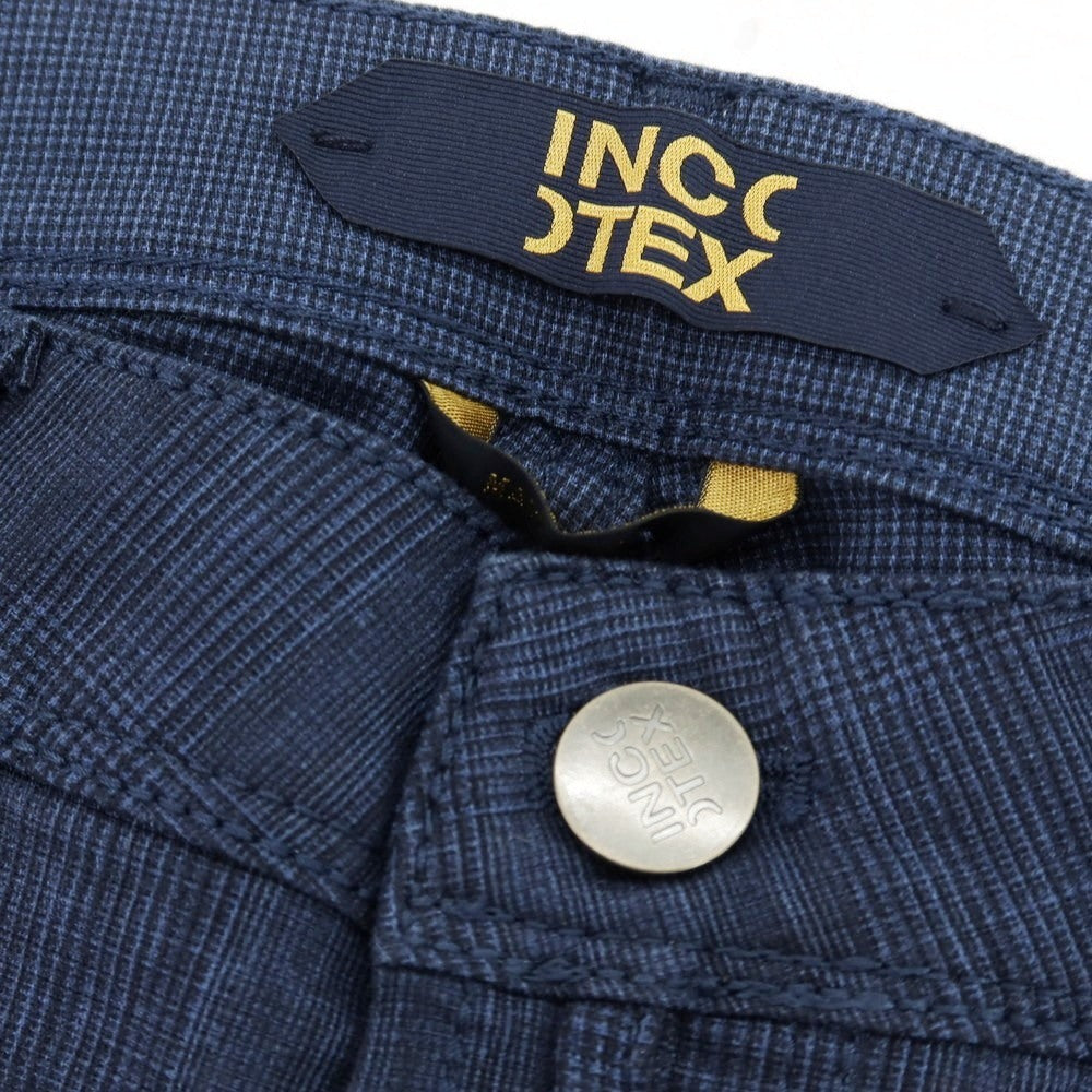 【新品】インコテックス ブルーディヴィジョン INCOTEX BLUE DIVISION ストレッチ コットン グレンチェック 5ポケットパンツ ブルーxブラック【サイズ33】【 状態ランクN 】【 メンズ 】 [EPD]