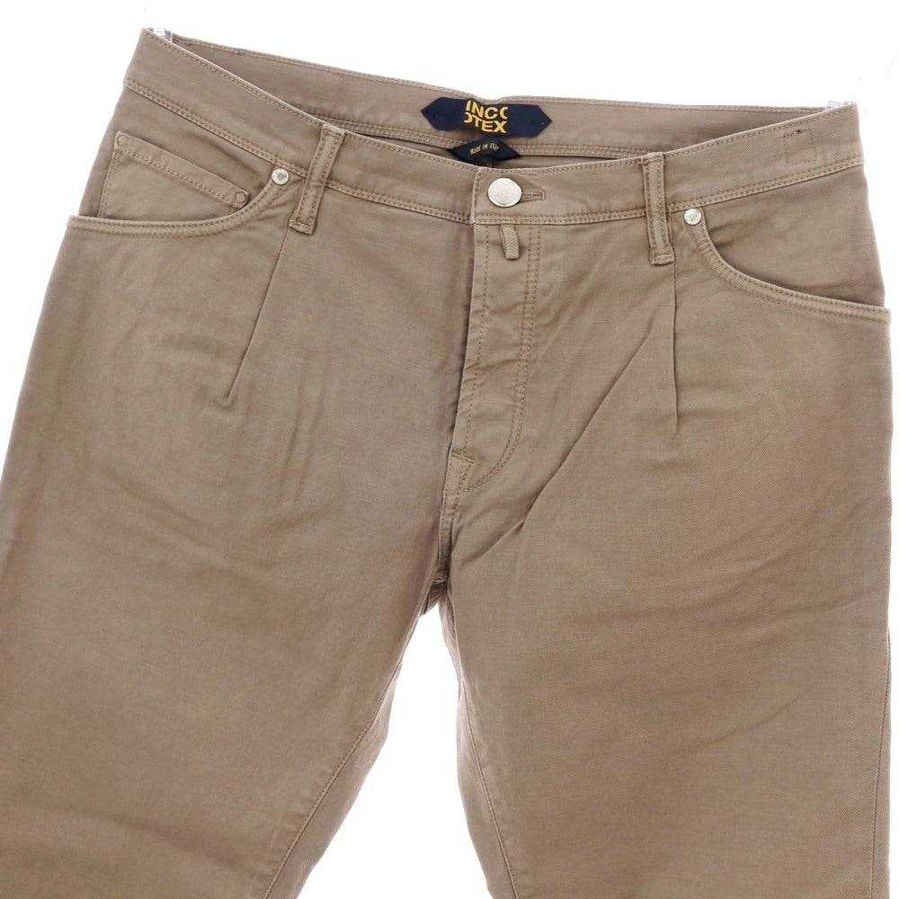 【新品】インコテックス ブルーディヴィジョン INCOTEX BLUE DIVISION ストレッチ コットンリネン 5ポケットパンツ グレーブラウン【 33 】【 状態ランクN 】【 メンズ 】