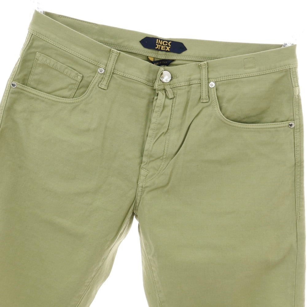 【新品】インコテックス ブルーディヴィジョン INCOTEX BLUE DIVISION ストレッチ コットンリネン 5ポケットパンツ グリーン【 33 】【 状態ランクN 】【 メンズ 】