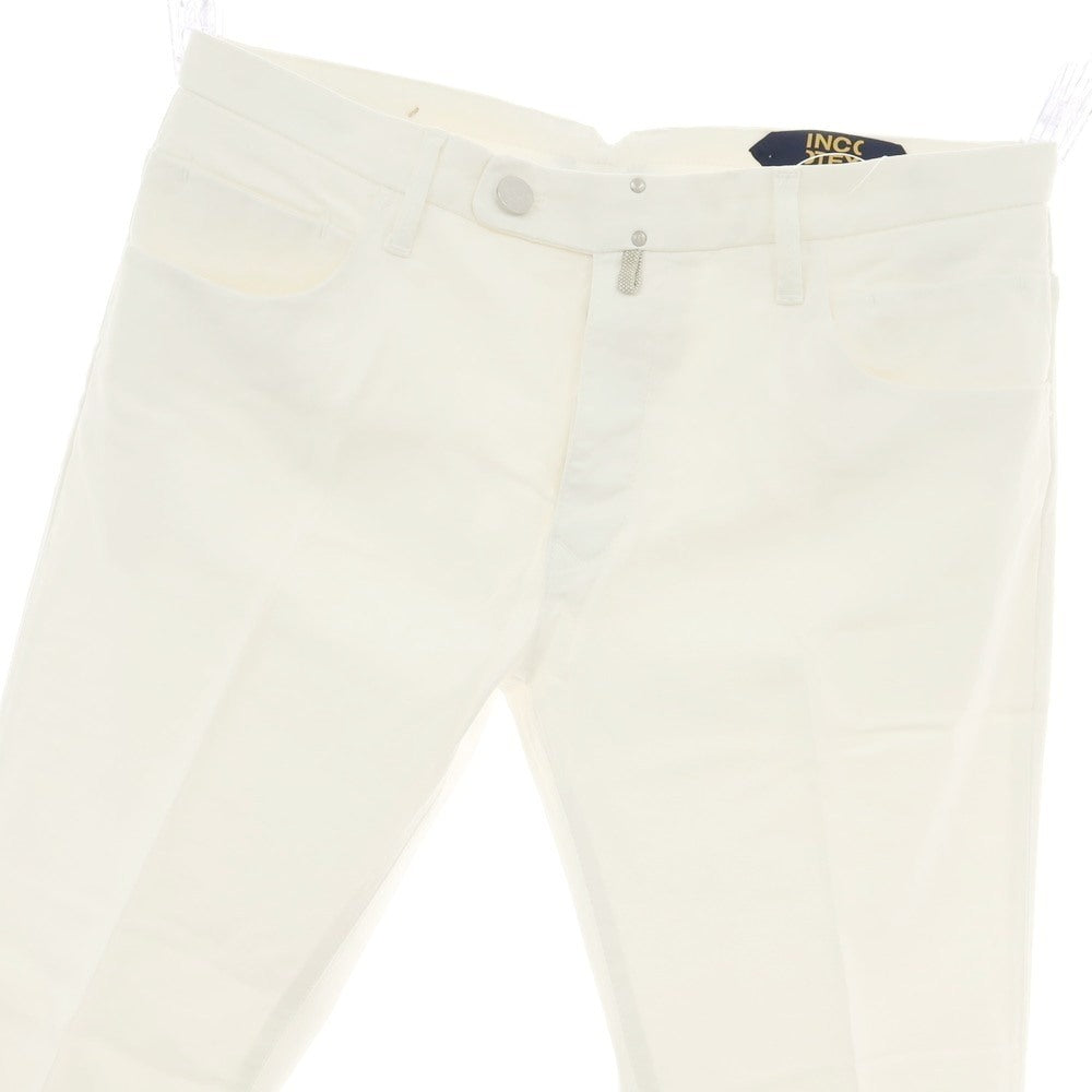 【新品】インコテックス ブルーディヴィジョン INCOTEX BLUE DIVISION ストレッチ コットンリネン カジュアルスラックスパンツ ホワイト【 33 】【 状態ランクN 】【 メンズ 】
