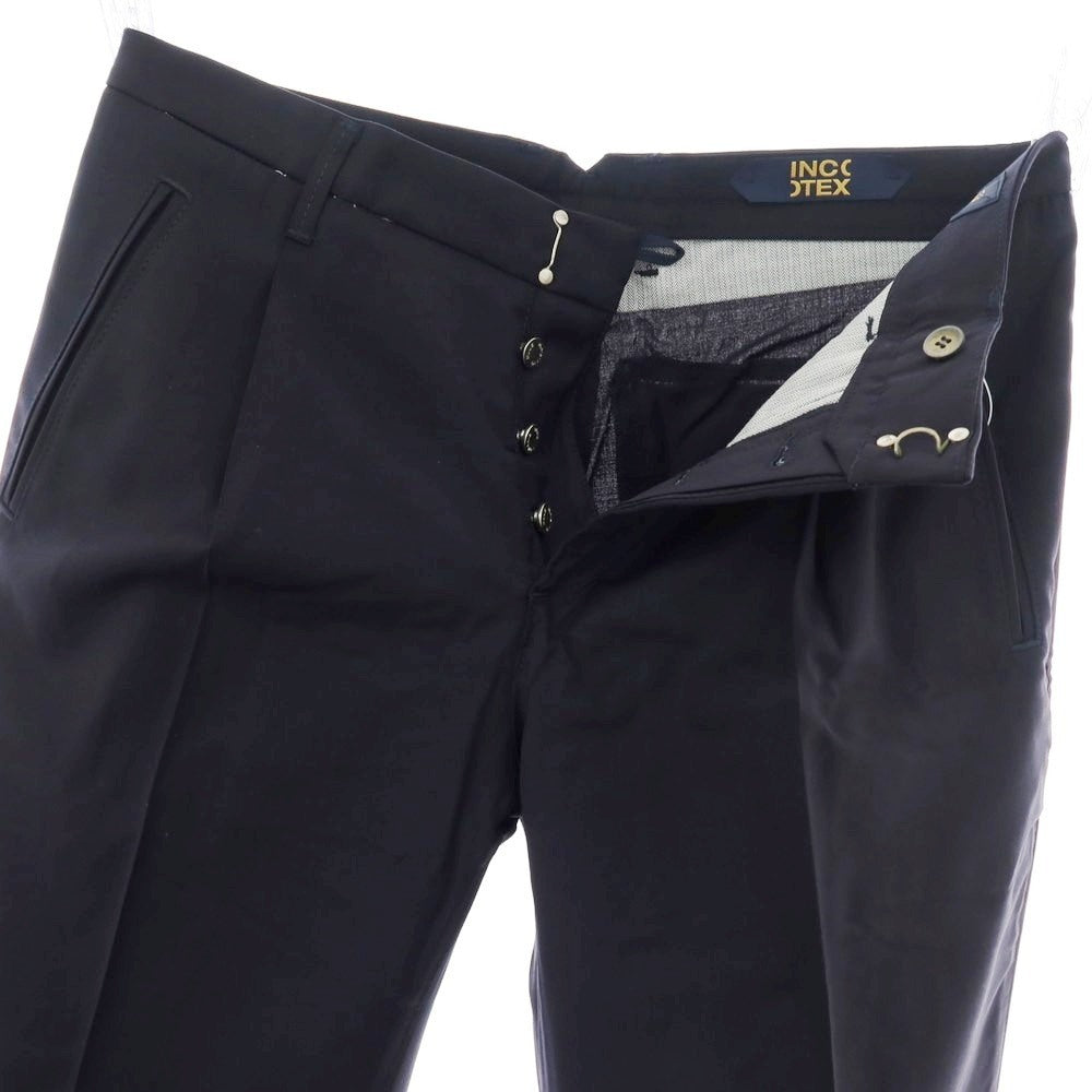 【新品】インコテックス ブルーディヴィジョン INCOTEX BLUE DIVISION ストレッチ ウール スラックス パンツ ダークネイビー【サイズ33】【 状態ランクN 】【 メンズ 】 [EPD]
