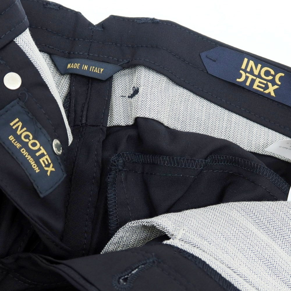 【新品】インコテックス ブルーディヴィジョン INCOTEX BLUE DIVISION ストレッチ ウール スラックス パンツ ダークネイビー【サイズ33】【 状態ランクN 】【 メンズ 】 [EPD]