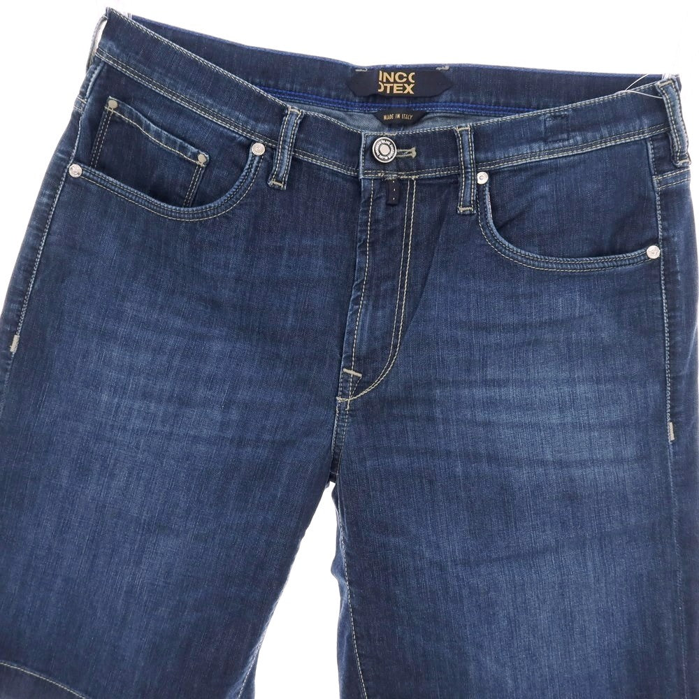 【新品】インコテックス ブルーディヴィジョン INCOTEX BLUE DIVISION ストレッチ コットンレーヨンポリエステル デニム ショートパンツ ジーンズ ネイビー【サイズ33】【 状態ランクN 】【 メンズ 】 [EPD]