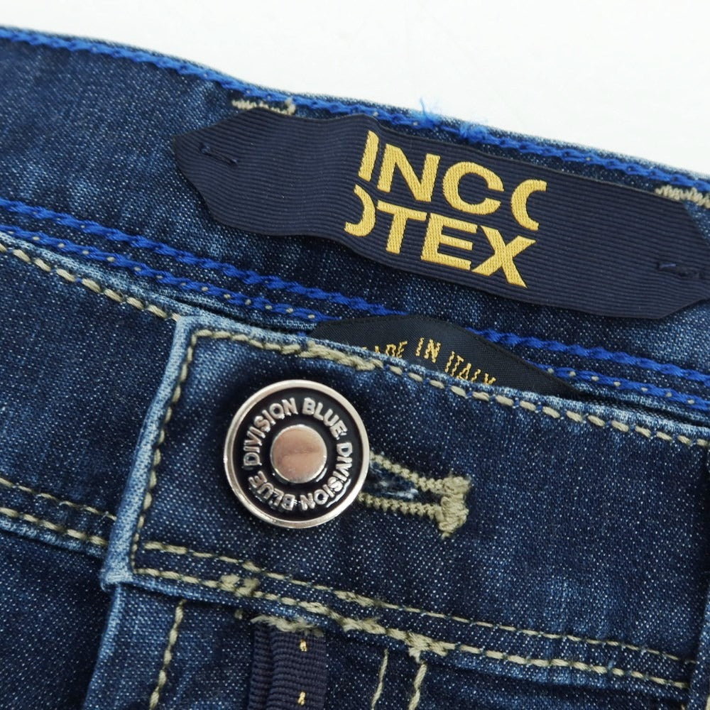 【新品】インコテックス ブルーディヴィジョン INCOTEX BLUE DIVISION ストレッチ コットンレーヨンポリエステル デニム ショートパンツ ジーンズ ネイビー【 33 】【 状態ランクN 】【 メンズ 】
