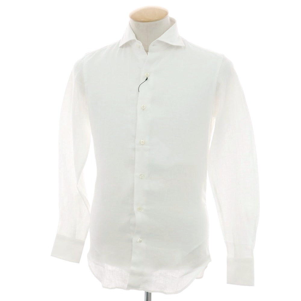 【新品アウトレット】マリアサンタンジェロ Maria Santangelo MARCO リネン ワイドカラーシャツ ホワイト【 38 】【 状態ランクN- 】【 メンズ 】