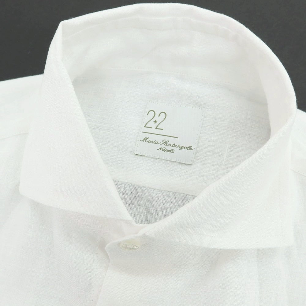 【新品】マリアサンタンジェロ Maria Santangelo MARCO リネン ワイドカラーシャツ ホワイト【 41 】【 状態ランクN 】【 メンズ 】