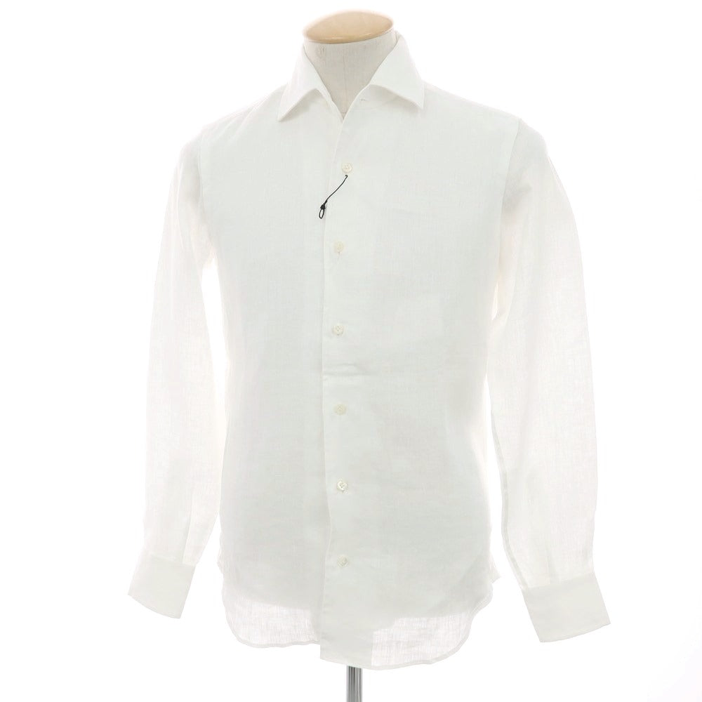 【新品アウトレット】マリアサンタンジェロ Maria Santangelo MARCELLO リネン ワンピースカラーシャツ ホワイト【 37 】【 状態ランクN- 】【 メンズ 】