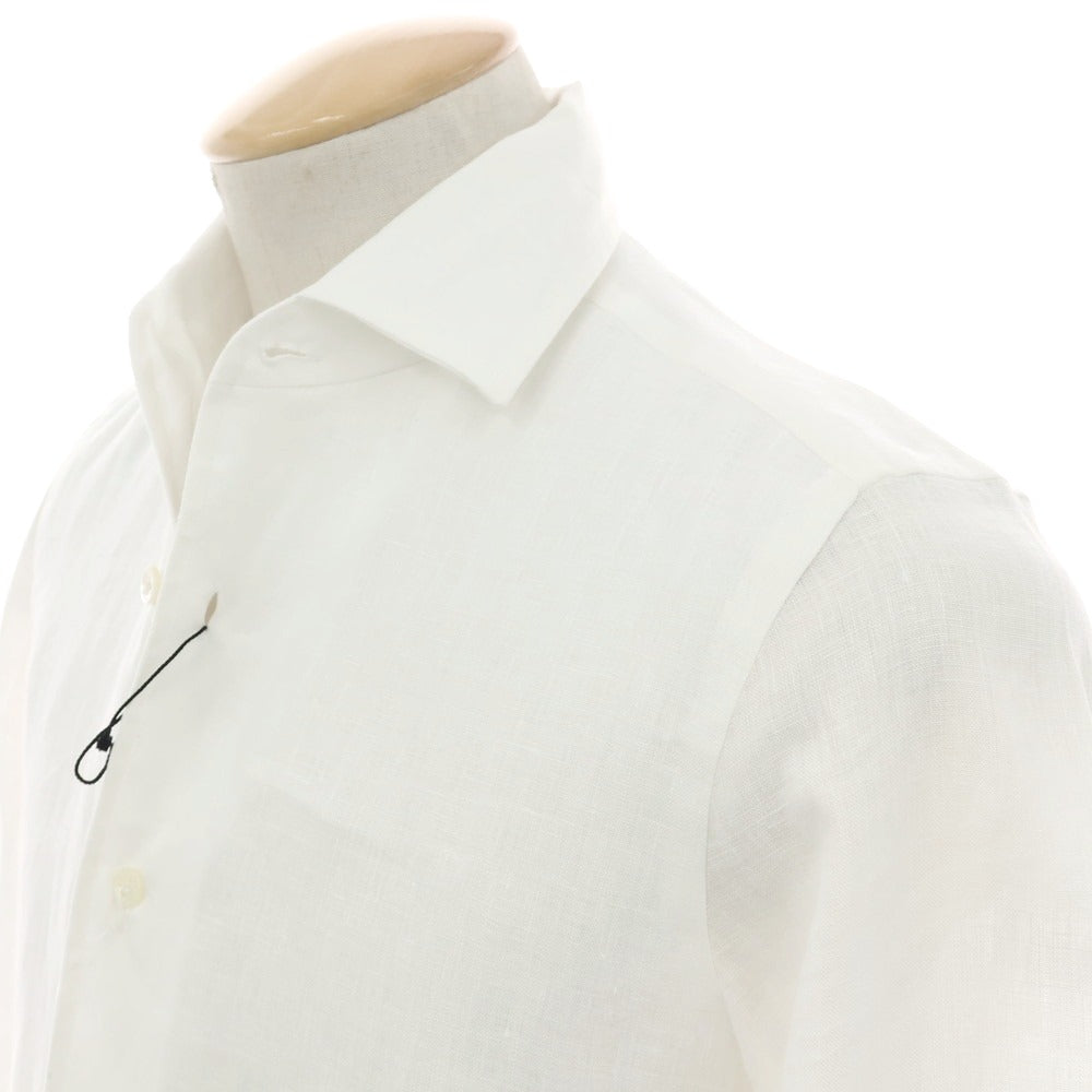 【新品アウトレット】マリアサンタンジェロ Maria Santangelo MARCELLO リネン ワンピースカラーシャツ ホワイト【 37 】【 状態ランクN- 】【 メンズ 】