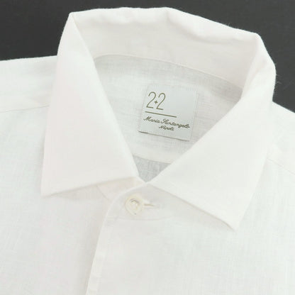 【新品アウトレット】マリアサンタンジェロ Maria Santangelo MARCELLO リネン ワンピースカラーシャツ ホワイト【 37 】【 状態ランクN- 】【 メンズ 】