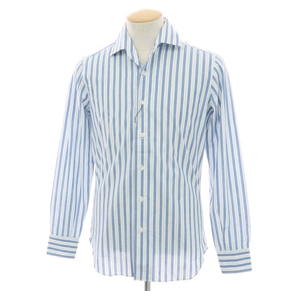 【新品】マリアサンタンジェロ Maria Santangelo MARCELLO コットン ストライプ ワンピースカラーシャツ ブルーxホワイト【 38 】【 状態ランクN 】【 メンズ 】