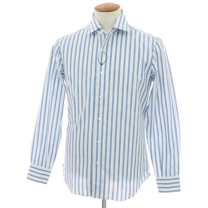 【新品】マリアサンタンジェロ Maria Santangelo MARCELLO コットン ストライプ ワンピースカラーシャツ ブルーxホワイト【 40 】【 状態ランクN 】【 メンズ 】