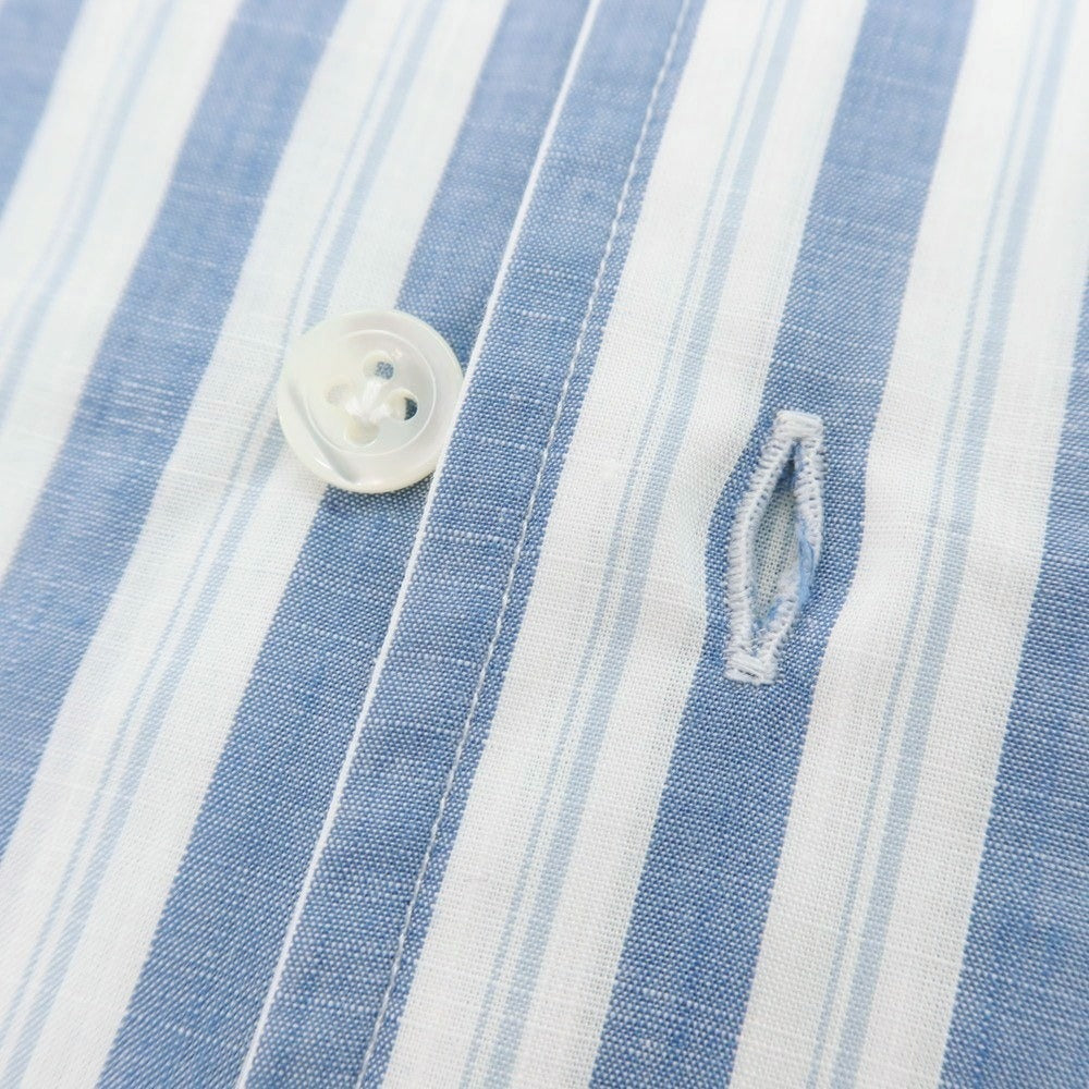 【新品】マリアサンタンジェロ Maria Santangelo MARCELLO コットン ストライプ ワンピースカラーシャツ ブルーxホワイト【 40 】【 状態ランクN 】【 メンズ 】