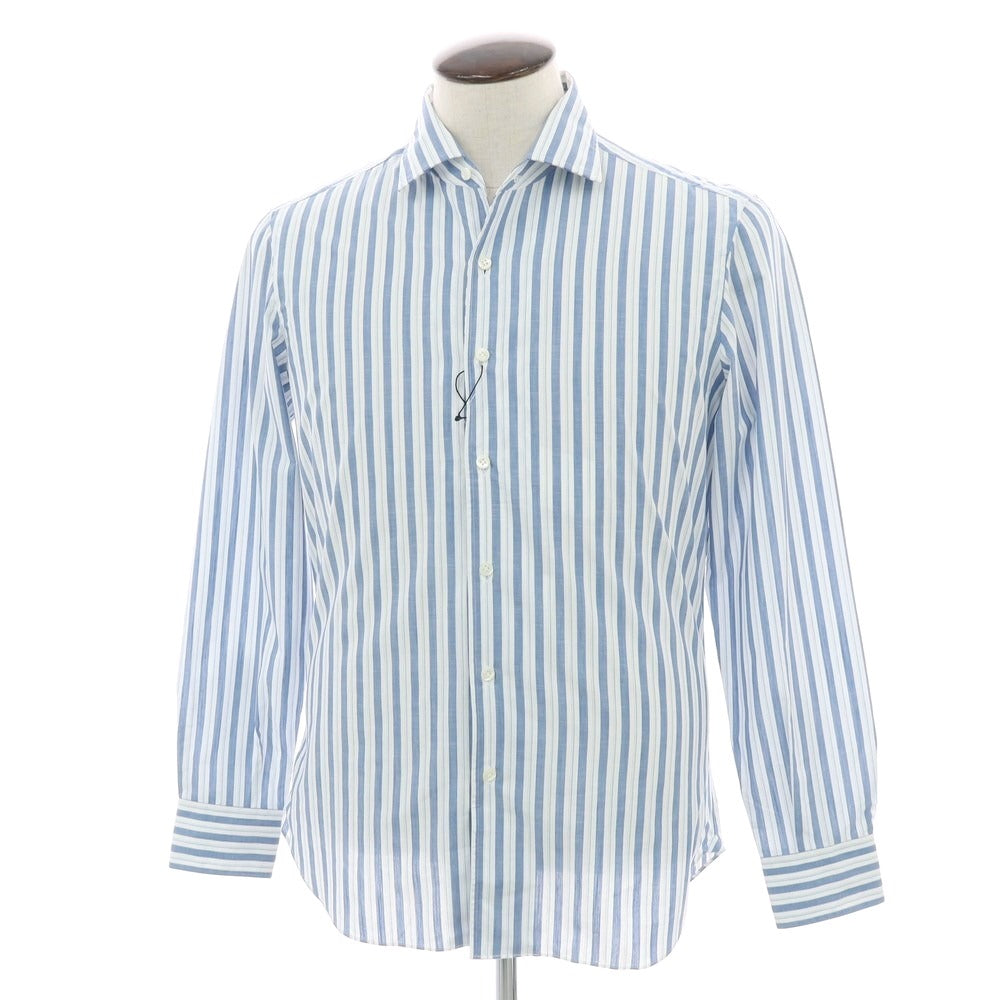 【新品】マリアサンタンジェロ Maria Santangelo MARCELLO コットン ストライプ ワンピースカラーシャツ ブルーxホワイト【 41 】【 状態ランクN 】【 メンズ 】