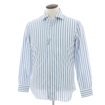 【新品】マリアサンタンジェロ Maria Santangelo MARCELLO コットン ストライプ ワンピースカラーシャツ ブルーxホワイト【 41 】【 状態ランクN 】【 メンズ 】