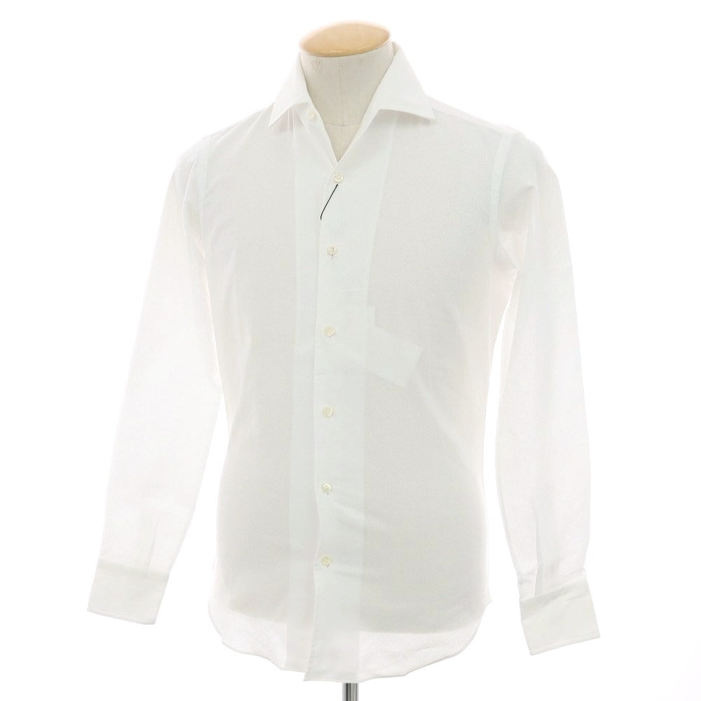 【新品】マリアサンタンジェロ Maria Santangelo MARCELLO メッシュコットン カジュアルシャツ ホワイト【 36 】【 状態ランクN 】【 メンズ 】