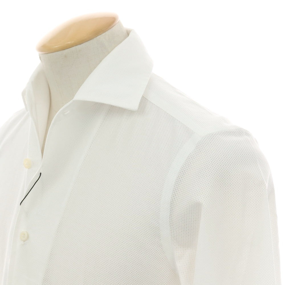 【新品】マリアサンタンジェロ Maria Santangelo MARCELLO メッシュコットン カジュアルシャツ ホワイト【 36 】【 状態ランクN 】【 メンズ 】