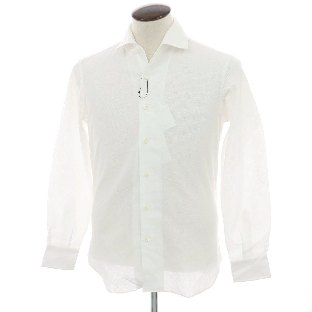 【新品】マリアサンタンジェロ Maria Santangelo MARCELLO メッシュコットン カジュアルシャツ ホワイト【 42 】【 状態ランクN 】【 メンズ 】