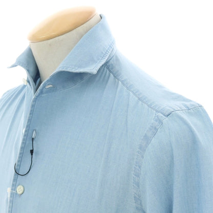 【新品】マリアサンタンジェロ Maria Santangelo MARCELLO シャンブレーコットン カジュアルシャツ ライトブルー【 36 】【 状態ランクN 】【 メンズ 】