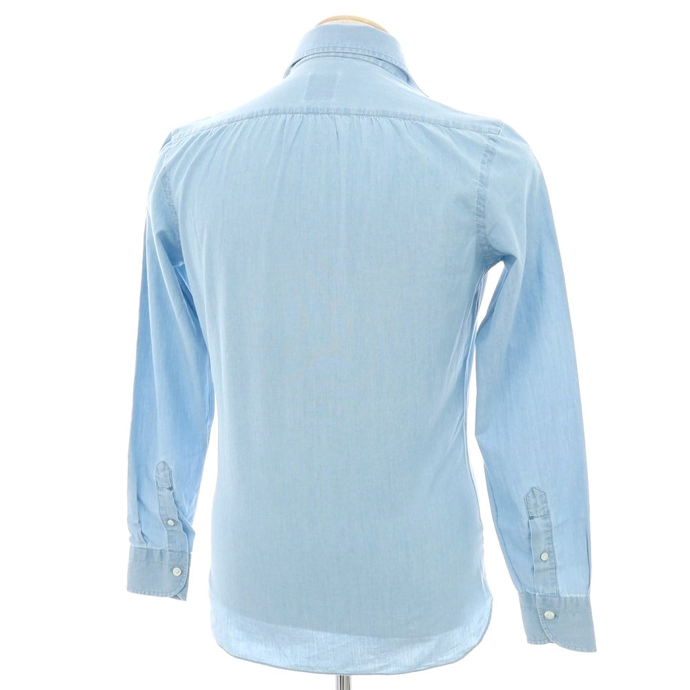 【新品】マリアサンタンジェロ Maria Santangelo MARCELLO シャンブレーコットン カジュアルシャツ ライトブルー【 36 】【 状態ランクN 】【 メンズ 】