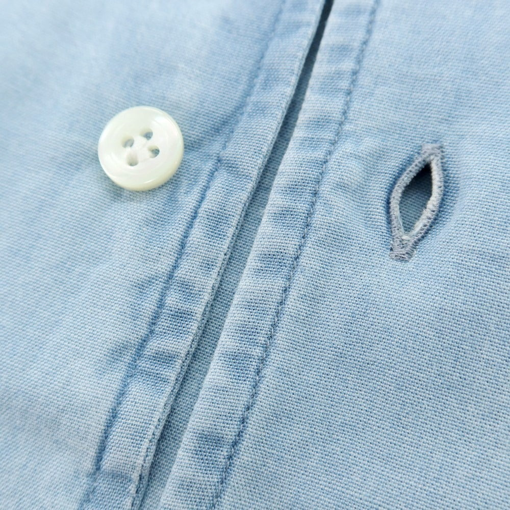 【新品】マリアサンタンジェロ Maria Santangelo MARCELLO シャンブレーコットン カジュアルシャツ ライトブルー【 36 】【 状態ランクN 】【 メンズ 】