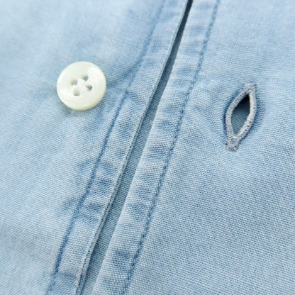 【新品】マリアサンタンジェロ Maria Santangelo MARCELLO シャンブレーコットン カジュアルシャツ ライトブルー【 37 】【 状態ランクN 】【 メンズ 】