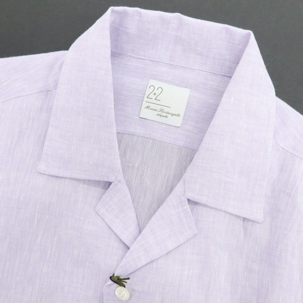 【新品】マリアサンタンジェロ Maria Santangelo FIJI リネン カジュアルシャツ ラベンダー【 37 】【 状態ランクN 】【 メンズ 】