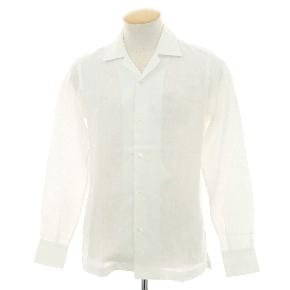 【新品】マリアサンタンジェロ Maria Santangelo FIJI リネン オープンカラー カジュアルシャツ ホワイト【 37 】【 状態ランクN 】【 メンズ 】