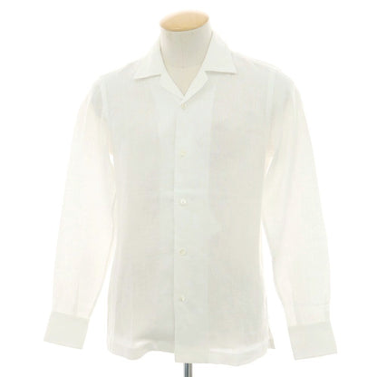 【新品】マリアサンタンジェロ Maria Santangelo FIJI リネン オープンカラー カジュアルシャツ ホワイト【 37 】【 状態ランクN 】【 メンズ 】