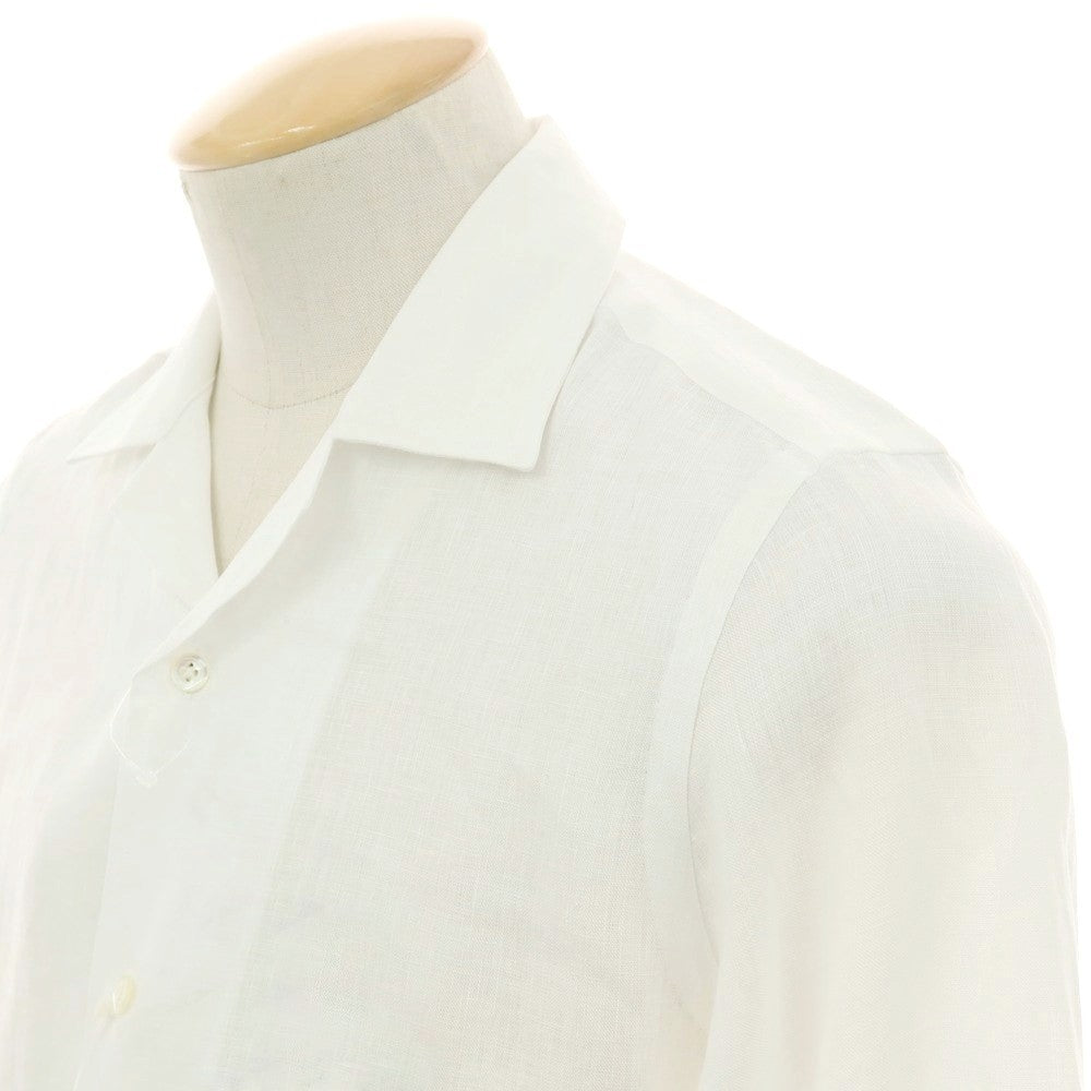 【新品】マリアサンタンジェロ Maria Santangelo FIJI リネン オープンカラー カジュアルシャツ ホワイト【 37 】【 状態ランクN 】【 メンズ 】