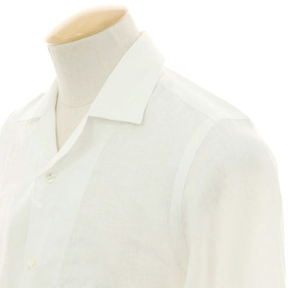 【新品】マリアサンタンジェロ Maria Santangelo FIJI リネン オープンカラー カジュアルシャツ ホワイト【 37 】【 状態ランクN 】【 メンズ 】