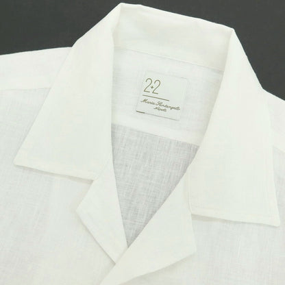 【新品】マリアサンタンジェロ Maria Santangelo FIJI リネン オープンカラー カジュアルシャツ ホワイト【 37 】【 状態ランクN 】【 メンズ 】