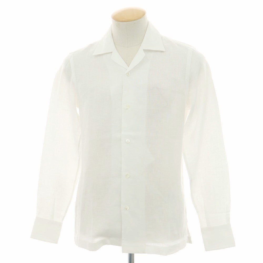 【新品】マリアサンタンジェロ Maria Santangelo FIJI リネン オープンカラー カジュアルシャツ ホワイト【 38 】【 状態ランクN 】【 メンズ 】