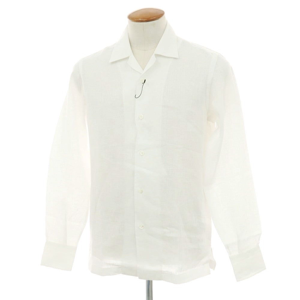 【新品】マリアサンタンジェロ Maria Santangelo FIJI リネン オープンカラー カジュアルシャツ ホワイト【 39 】【 状態ランクN 】【 メンズ 】