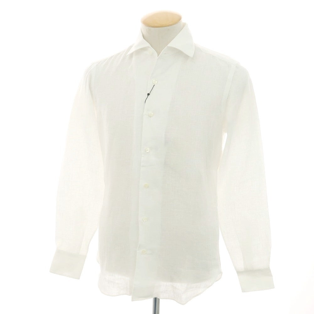 【新品】マリアサンタンジェロ Maria Santangelo MARCELLO リネン カジュアルシャツ ホワイト【 37 】【 状態ランクN 】【 メンズ 】