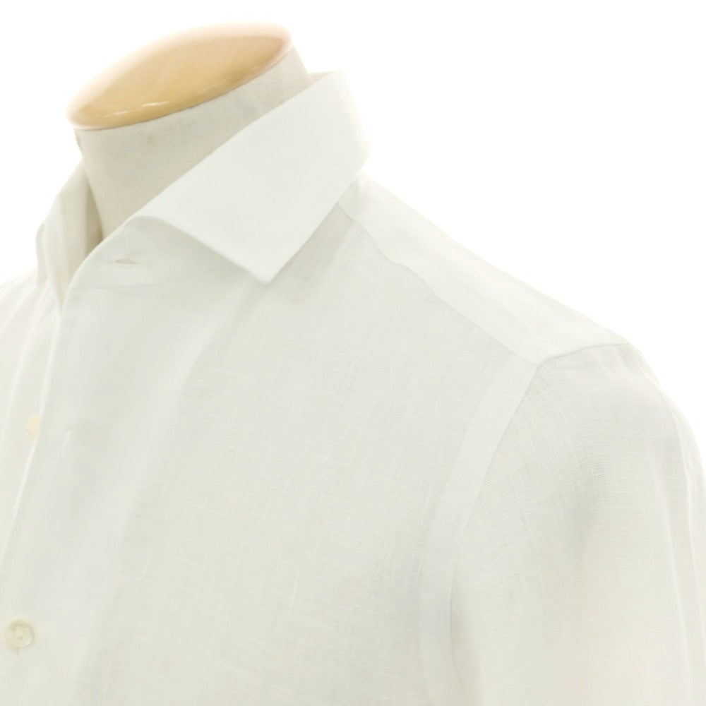 【新品】マリアサンタンジェロ Maria Santangelo MARCELLO リネン カジュアルシャツ ホワイト【 38 】【 状態ランクN 】【 メンズ 】