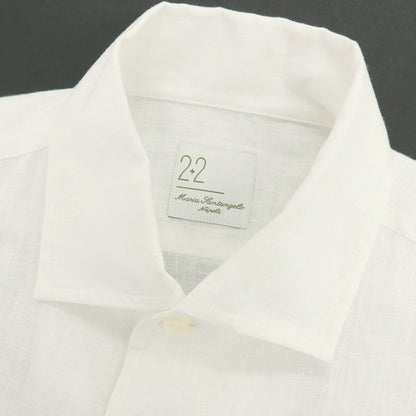 【新品】マリアサンタンジェロ Maria Santangelo MARCELLO リネン カジュアルシャツ ホワイト【 38 】【 状態ランクN 】【 メンズ 】