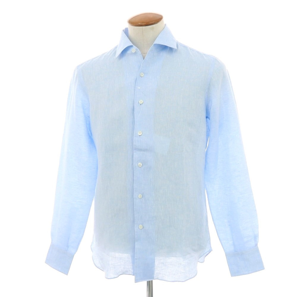 【新品】マリアサンタンジェロ Maria Santangelo MARCELLO リネン カジュアルシャツ サックス【 40 】【 状態ランクN 】【 メンズ 】