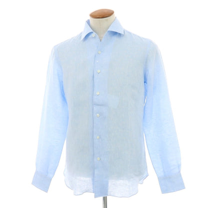 【新品】マリアサンタンジェロ Maria Santangelo MARCELLO リネン カジュアルシャツ サックス【 40 】【 状態ランクN 】【 メンズ 】
