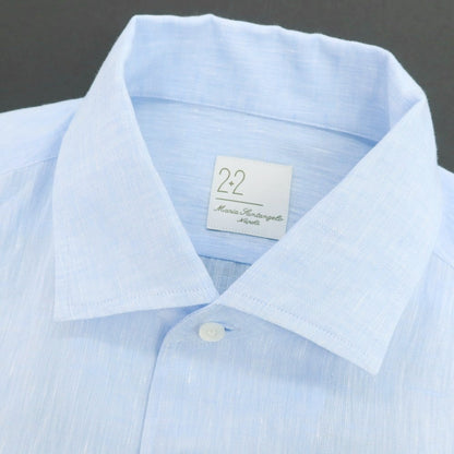 【新品】マリアサンタンジェロ Maria Santangelo MARCELLO リネン カジュアルシャツ サックス【 40 】【 状態ランクN 】【 メンズ 】