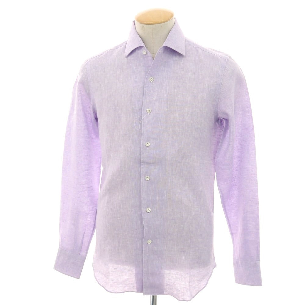 【新品】マリアサンタンジェロ Maria Santangelo MARCELLO リネン カジュアルシャツ ラベンダー【 37 】【 状態ランクN 】【 メンズ 】