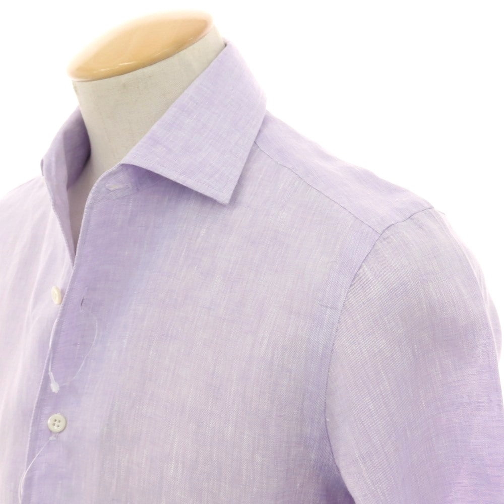 【新品】マリアサンタンジェロ Maria Santangelo MARCELLO リネン カジュアルシャツ ラベンダー【 37 】【 状態ランクN 】【 メンズ 】