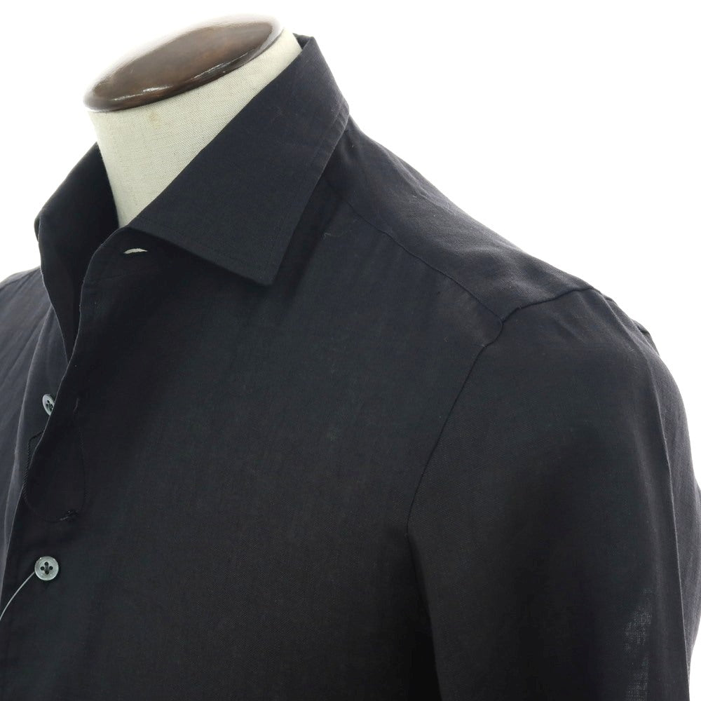 【新品】マリアサンタンジェロ Maria Santangelo MARCELLO リネン カジュアルシャツ ブラック【 41 】【 状態ランクN 】【 メンズ 】