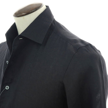 【新品】マリアサンタンジェロ Maria Santangelo MARCELLO リネン カジュアルシャツ ブラック【 41 】【 状態ランクN 】【 メンズ 】