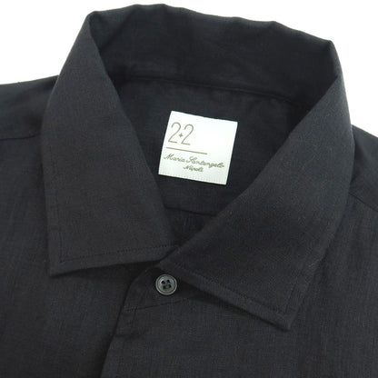 【新品】マリアサンタンジェロ Maria Santangelo MARCELLO リネン カジュアルシャツ ブラック【 41 】【 状態ランクN 】【 メンズ 】