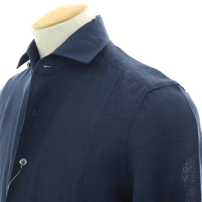 【新品】マリアサンタンジェロ Maria Santangelo MARCELLO リネン カジュアルシャツ ネイビー【 36 】【 状態ランクN 】【 メンズ 】